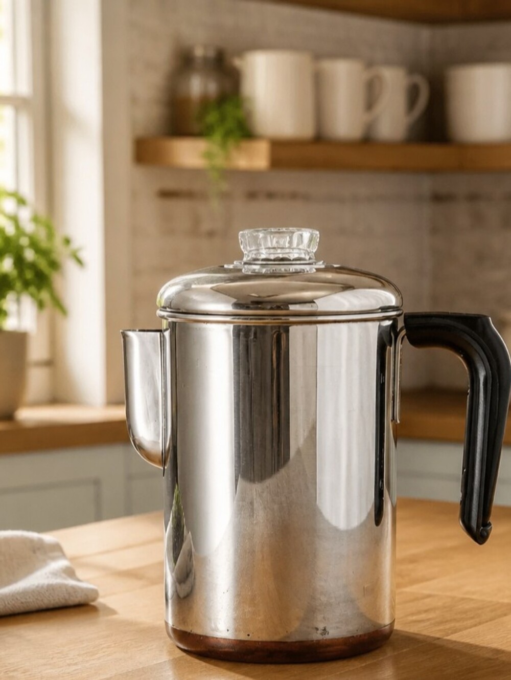 Vintage Revere Ware Copper Clad Stainless Steel Coffee Pot Complete 2363973
